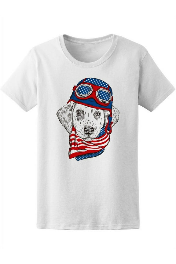 Dalmatian Usa Helmet Headscarf T-Shirt Women -Image by Shutterstock, Female Small