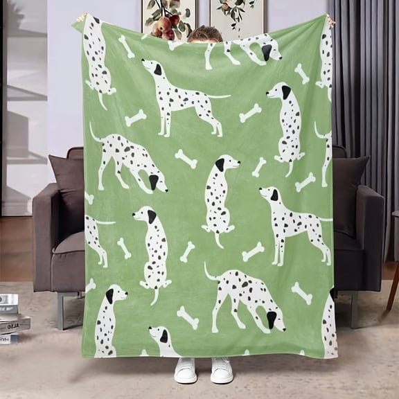 Dalmatian Woof Flannel Fleece Blanket Soft Comfortable Plush Throw for Sofa Bed Home Decor Unisex Gift for Boys and Girls All Season Digital Print Cover Knitted Fabric 200 250g Square
