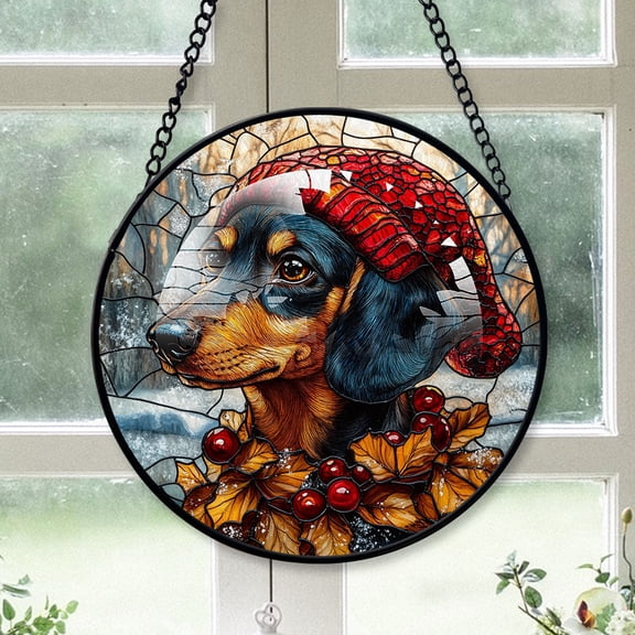 Dalmatian Xmas Dog Ornament Christmas 2025 - Dalmatian Dog Christmas Stained Glass SunCatcher for Window, Dog, Christmas Hanging, Xmas Decor,