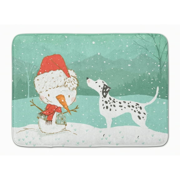 Dalmatian and Snowman Christmas Machine Washable Memory Foam Mat