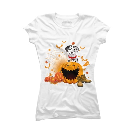 Dalmatian dog halloween costume Juniors White Graphic Tee - Design By Humans L