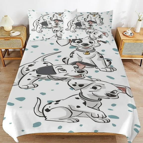 Dalmatians 3 Piece Bedding Sets for Boys Girls Teens, Cartoon Soft Kids Duvet Cover with 2 Pillowcases, All Season Comforter Covers Bedroom Decor Gift, 86"x70"