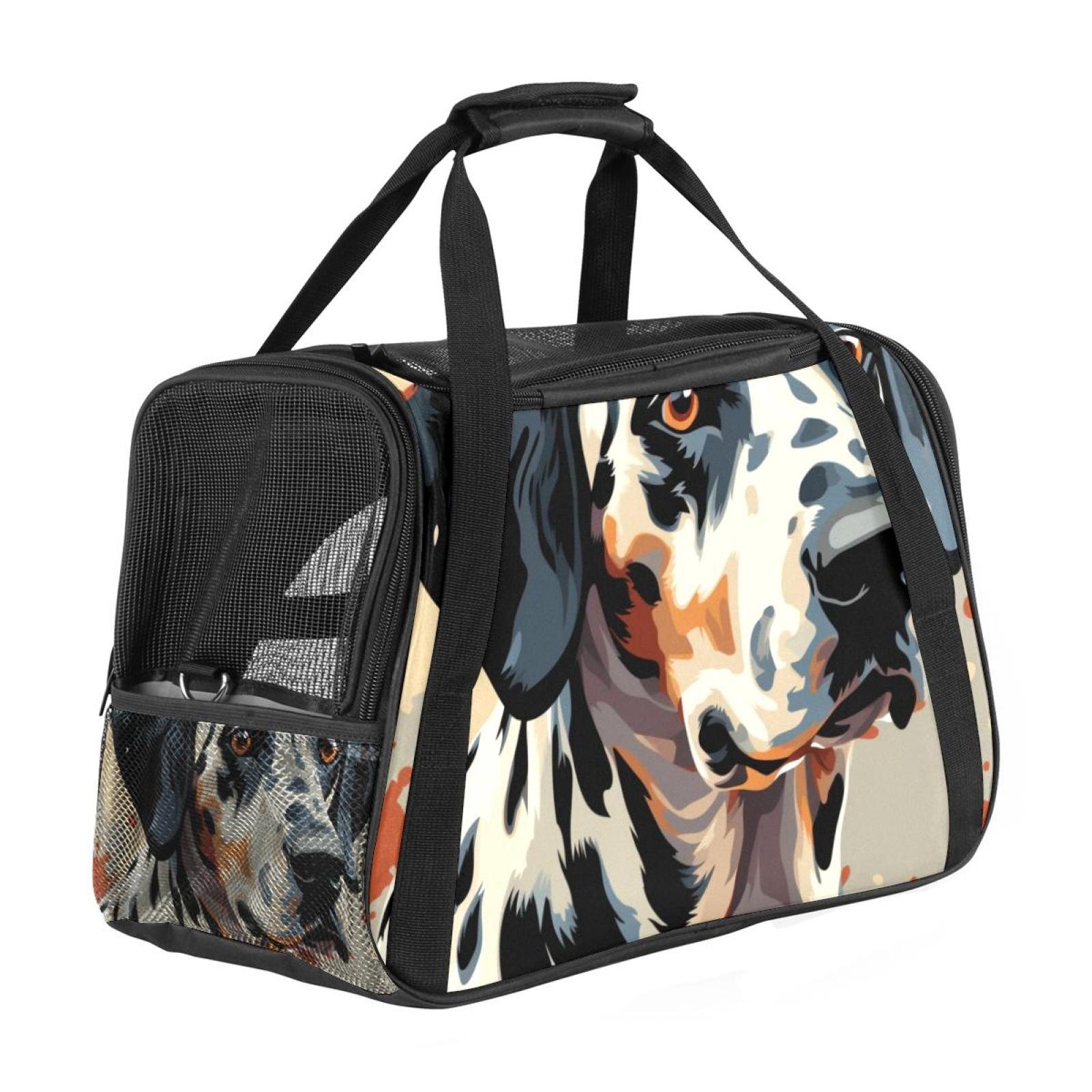 Dalmatians Fabric 900D Oxford Cloth Cat Carrier with Sherpa Base and Nylon bing Pet Travel