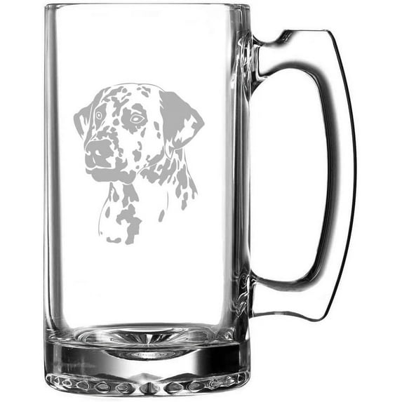 Dalmation Dog Themed Etched 25oz Beer Mug