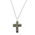 thumbnail image 1 of Dalmation Jasper Stone Cross Pendant Sterling Silver Cable Chain Necklace 18", 1 of 4