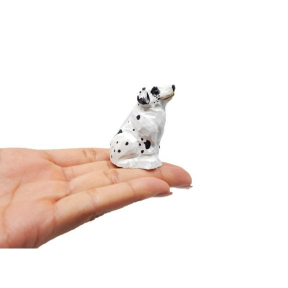 Dalmation Spotted Dog Puppy Figurine Statue Miniature Small Wood Carving Home Decor Small Animals Pet