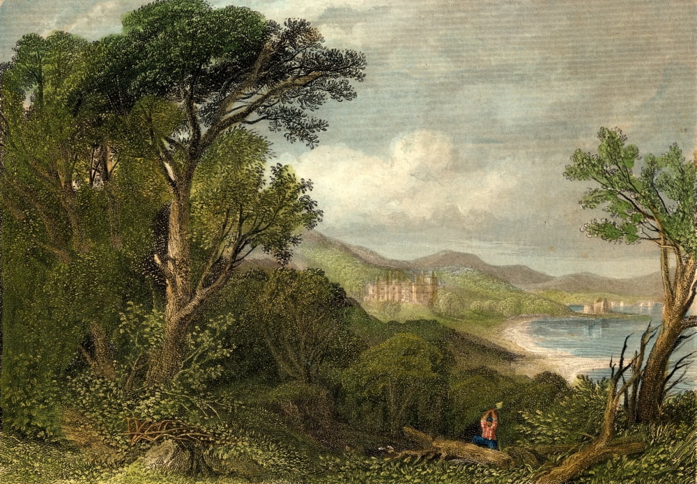 Dalmeny Park LinlithgowScotland Drawn By Montague Stanley Enraved By JT Willmore Canvas Art - Ken Welsh Design Pics (18 x 12)