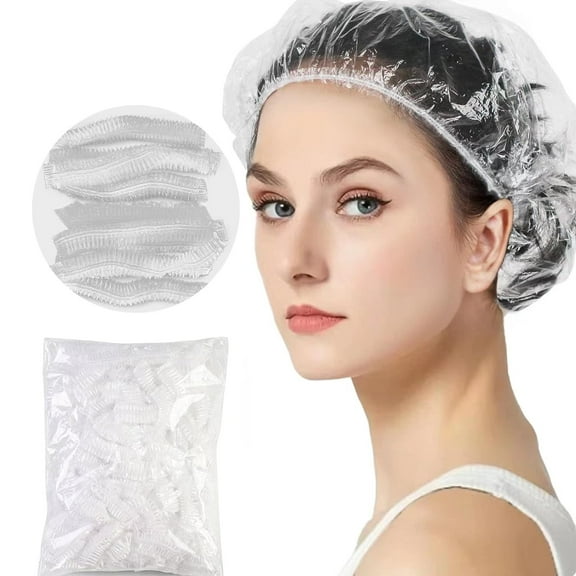 Dalrosia 100PCS Disposable Shower Caps Elastic Bath Cap Plastic Waterproof Clear Shower Cap Bath Shower Caps Women Spa,Men Hair Caps,Home Use,Hotel and Hair Salon, Travel