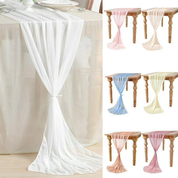 Dalrosia 10FT Chiffon Table Runner 29x120 Inches Wedding Runner Sheer Thanksgiving Christmas Bridal Shower Decorations