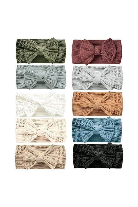 10PCS Baby Nylon Headbands Hair Bows Elastics Handmade Hair Accessories for Baby Girls Babies Newborn Infant Toddler 0-3 0-6 6-12 Months