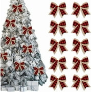 Dalrosia 10PCS Christmas Bows for Wreath, Xmas Wreath Bows Red Black Buffalo Plaid Bow Winter Holiday Burlap Craft Bow Xmas Farmhouse Tree Bows for Basket Christmas New Year Party Decorations