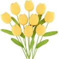 thumbnail image 1 of Dalrosia 10PCS Crochet Tulips Flowers Artificial Flowers Bouquet Handmade Knitted Tulip Bouquets with Leave and Long Stem for Home Centerpieces Decor Valentine's Day Wedding Anniversary, 1 of 5