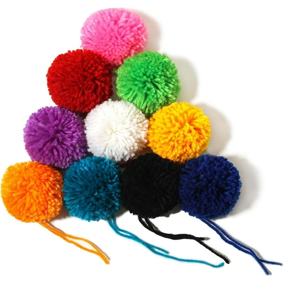 Dalrosia 10PCS Large Yarn Pom Poms - 3 Inch Made to Order Acrylic Yarn Balls for on Hats Or Party Decorations-DIY Craft Colorful Pom Pom Balls,Luggage Pom Poms for Suitcases