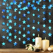 Dalrosia 10PCS Paper Garland Banner, Glitter Circle Star Hanging Streamer Iridescent Paper Backdrop Banner for Birthday Wedding Christmas Engagement Festival Party Home Decor