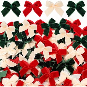 Dalrosia 120PCS Mini Christmas Velvet Bows for Crafts Xmas Twist Tie Bows Ribbon Bowknot Christmas DIY Craft Sewing Scrapbooking Gift Wrapping