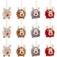 thumbnail image 1 of Dalrosia 12PCS Christmas Felt Elk Hanging Ornaments- Christmas Tree Wooden Reindeer Hanging Pendants Decorations for Xmas Party Tree Home Decor(, 1 of 2