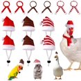 thumbnail image 1 of Dalrosia 12PCS Christmas Pet Chicken Hat Scarf Bowtie Set Mini Santa Plaid Hat Scarf Xmas Small Animal Red Green Gray Hat with Adjustable Chin Strap for Hen Bunny Guinea Pig Hamster, 1 of 7