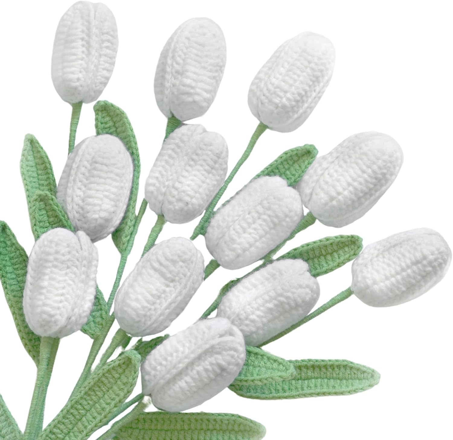 Dalrosia 12PCS Crochet Tulip Flower - Handmade Knitted Yarn Flowers, Graduation Flower Woven Flowers, Completed Crochet Flowers