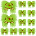 thumbnail image 1 of Dalrosia 12PCS Red Green Christmas Bows Christmas Tree Decoration Lime Green Wreaths Velvet Bow Tree Topper with Fluffy Ornaments for Xmas Party, 1 of 6