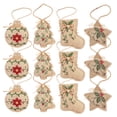 thumbnail image 1 of Dalrosia 12PCS Rustic Christmas Burlap Tree Ornaments Farmhouse Hanging Decorations Christmas Stocking Tree Ball Shaped Decor for Christmas Party, 1 of 6