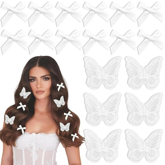 Dalrosia 18PCS Bow Hair Clips Lace Embroidery Butterfly Hair Clips Satin Bowknot Hair Bow Mini Hair Barrettes for Girls