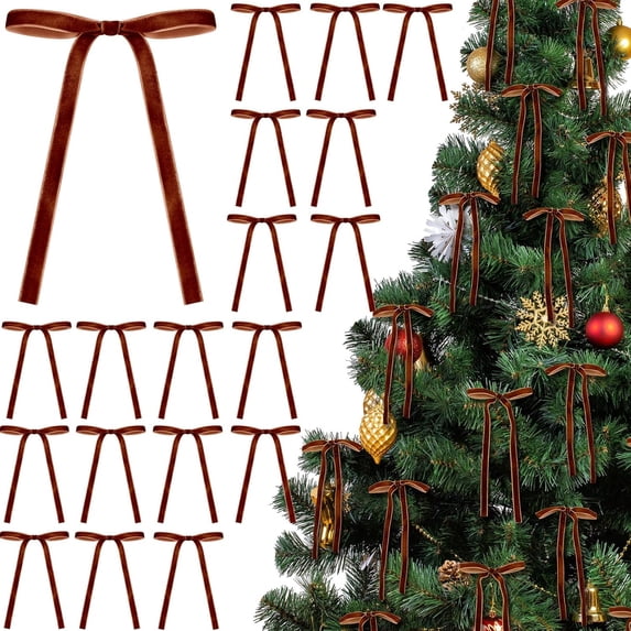 Dalrosia 24PCS Velvet Christmas Bows - Vintage Rustic Ribbon Bows for Wreaths, Garlands, Gifts, and Home Decor - Perfect for Christmas, Weddings, Indoor & Outdoor 5 x 7 Inch