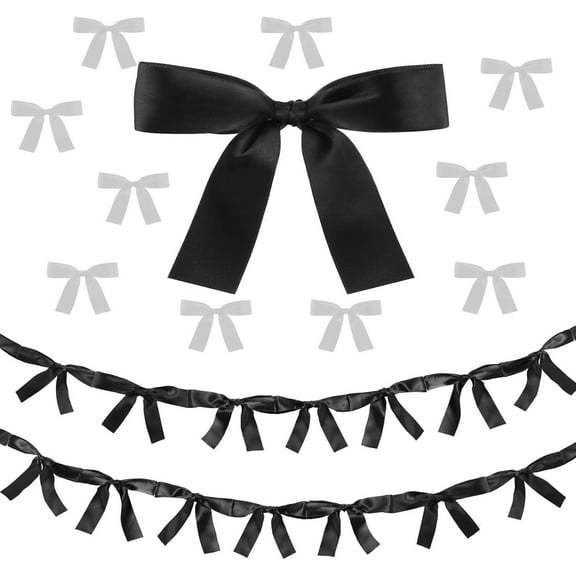 Dalrosia 2PCS Bow Garland Banner 16.4 ft Bow Party Decorations for Girls Pastel Bow Ribbon Banner Bow Birthday Baby Shower Decorations Coquette Bridal Shower Party Supplies