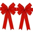 thumbnail image 1 of Dalrosia 2PCS Christmas Bows Outdoor Decorations, Large Velvet Wreath Bow for Xmas Tree Topper Home Front Door Decor, 1 of 5