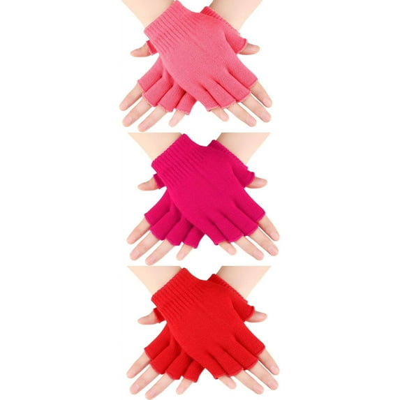 Dalrosia 3 Pairs Winter Half Finger Gloves Knitted Fingerless Mittens Warm Stretchy Gloves for Men and Women