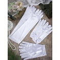 thumbnail image 1 of Dalrosia 3 Pairs Women's Long Satin Gloves Elbow Length 1920s Opera Bridal Gloves Short Wrist Length Stretchy Gloves with Pearl, 1 of 5
