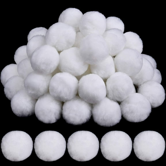 Dalrosia 30PCS Christmas Acrylic Pom Poms Large White Pompoms Christmas Holiday Costume Pom Balls Fluffy Pompom Balls Fuzzy White Pom Poms Balls for DIY Crafts Supplies Party Decorations