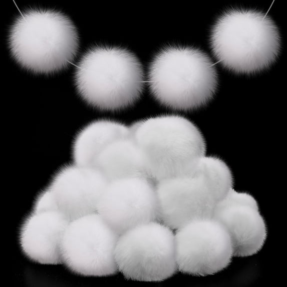 Dalrosia 30PCS Christmas Acrylic Pom Poms Large White Pompoms Christmas Holiday Costume Pom Balls Fluffy Pompom Balls Fuzzy White Pom Poms Balls for DIY Crafts Supplies Party Decorations