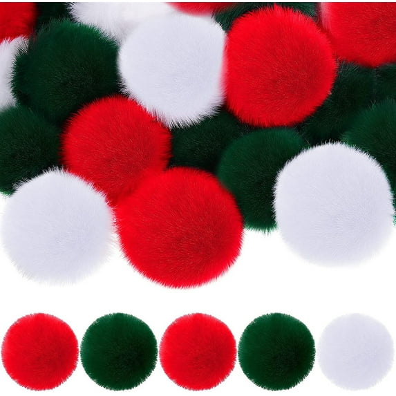 Dalrosia 30PCS Christmas Acrylic Pom Poms Large White Pompoms Christmas Holiday Costume Pom Balls Fluffy Pompom Balls Fuzzy White Pom Poms Balls for DIY Crafts Supplies Party Decorations