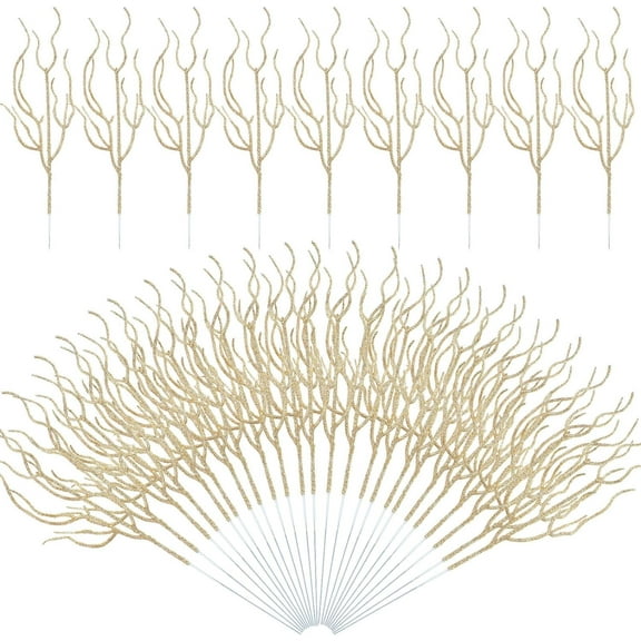 Dalrosia 30PCS Glitter Christmas Tree Pick Curly Tall Tree Filler Branches Christmas Tree Sprigs and Twigs Decorations for Vase Christmas Tree Xmas Gift Wedding Decoration