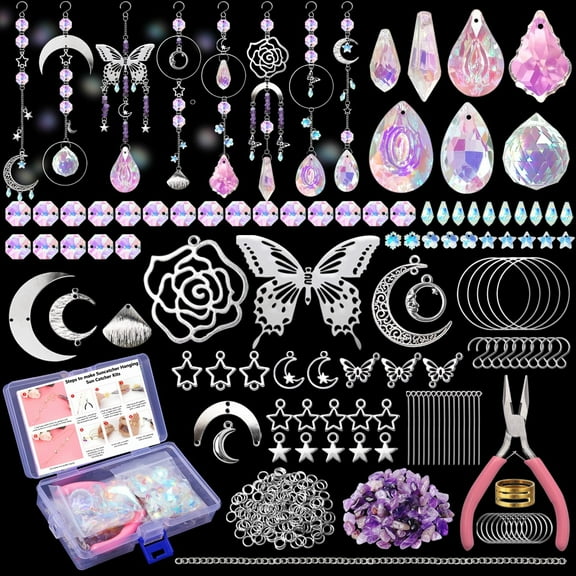 Dalrosia 350PCS Sun Catchers Making Kit Supplies Crafts sun catcher kits for adults Hanging Prism Suncatcher with Crystals for Indoor Window Home Wedding Garden Festival Decor