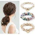 thumbnail image 1 of Dalrosia 3PCS Hair Ties Crystal Elastic Hair Scrunchies Stretchy Hair Accessories Bead Ponytail Holders Boho Hair Bands for Women and Girls, 1 of 4