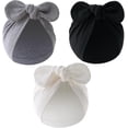 thumbnail image 1 of Dalrosia 3PCS Newborn Baby Bow Knot Turban Hat Infant Toddler Hospital Hat Cotton Head Wrap Beanie Cap, 1 of 4