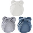 thumbnail image 1 of Dalrosia 3PCS Newborn Baby Bow Knot Turban Hat Infant Toddler Hospital Hat Cotton Head Wrap Beanie Cap, 1 of 4