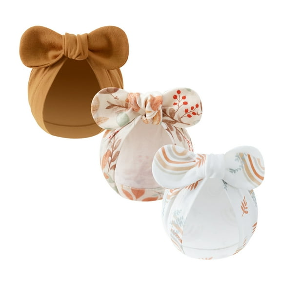 Dalrosia 3PCS Newborn Baby Girls Hats Hospital Hat Baby Cotton Beanie Infant Big Bow Hats for 0-6 Months