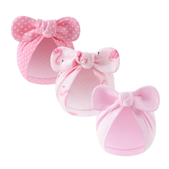 Dalrosia 3PCS Newborn Baby Girls Hats Hospital Hat Baby Cotton Beanie Infant Big Bow Hats for 0-6 Months