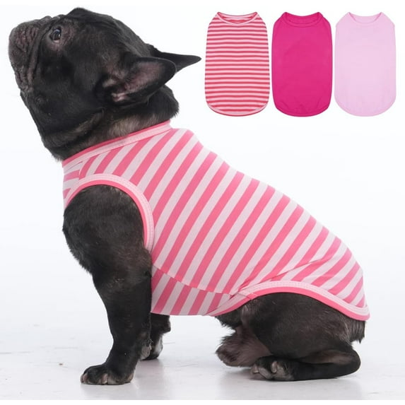 Dalrosia 3PCS Striped Dog Shirt, Sleeveless T-shirt,Spring Summer Dog Shirts for Small Medium Dogs Breathable Lightweight Pet Shirts