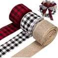 thumbnail image 1 of Dalrosia 3PCS Wired Edge Ribbons, 2 Inches Black Red Plaid Ribbon Burlap Craft Ribbon for DIY Gift Wrapping, Christmas Fall Crafts Decoration, 1 of 7