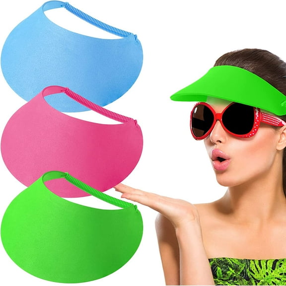 Dalrosia 3PCS Women Sun Visors Solid String Sun Visor Hat Foam Adjustable Soft Visors Womens Golf Tennis Visor Outdoors