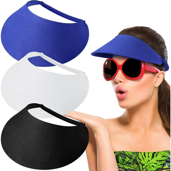 Dalrosia 3PCS Women Sun Visors Solid String Sun Visor Hat Foam Adjustable Soft Visors Womens Golf Tennis Visor Outdoors