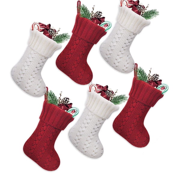 Dalrosia 3Pack Christmas Mini Stockings,9 inches Knitted Knit Rustic Holiday Decorations, goodie Bags for Family and Friends