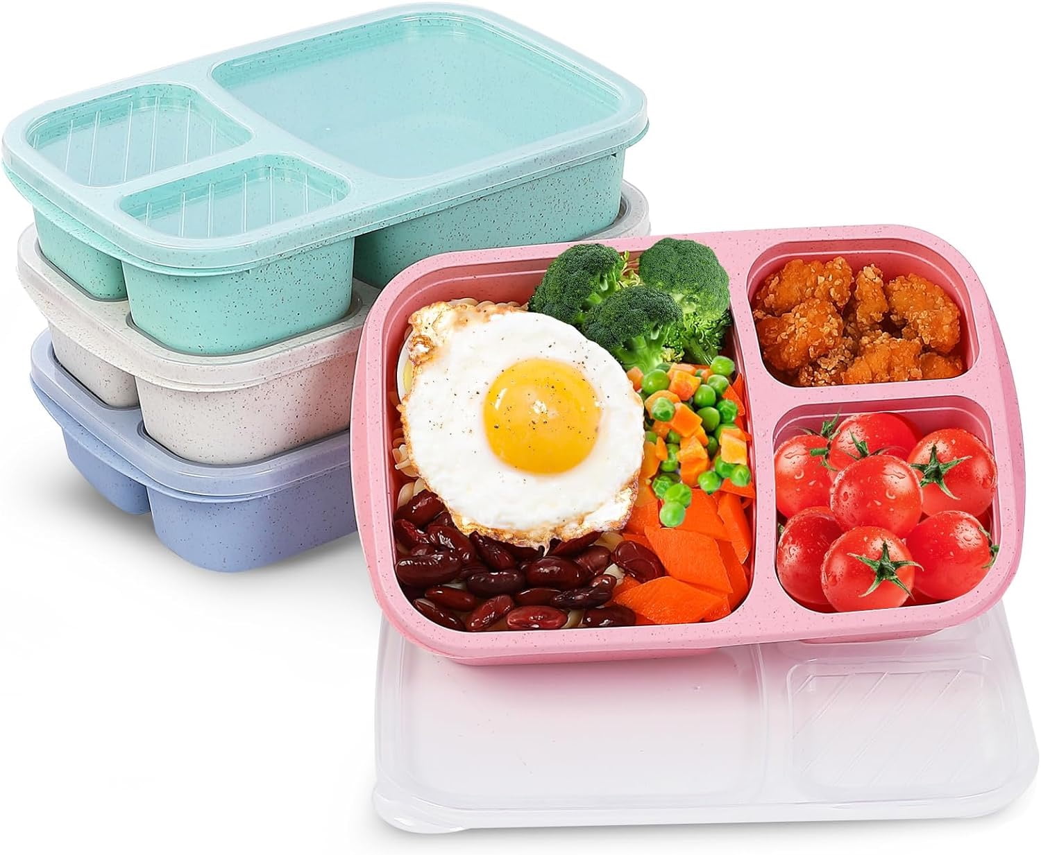 Dalrosia 4 Pack Bento Lunch Box Set Wheat Straw Meal Prep Food Storage ...