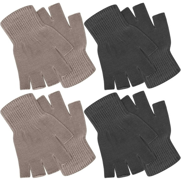 Dalrosia 4 Pairs Women Fingerless Gloves Winter Half Finger Knit Gloves for Women Men