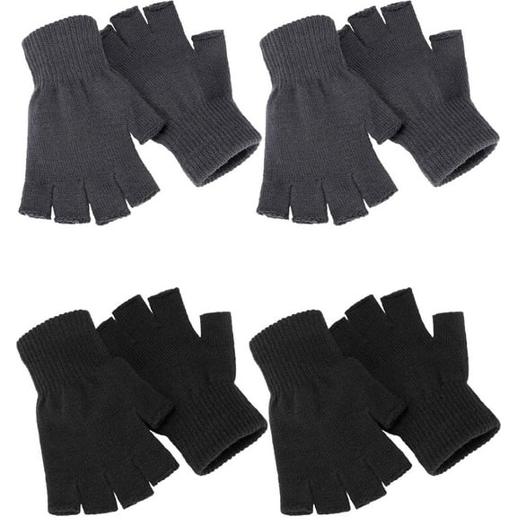 Dalrosia 4 Pairs Women Fingerless Gloves Winter Half Finger Knit Gloves for Women Men