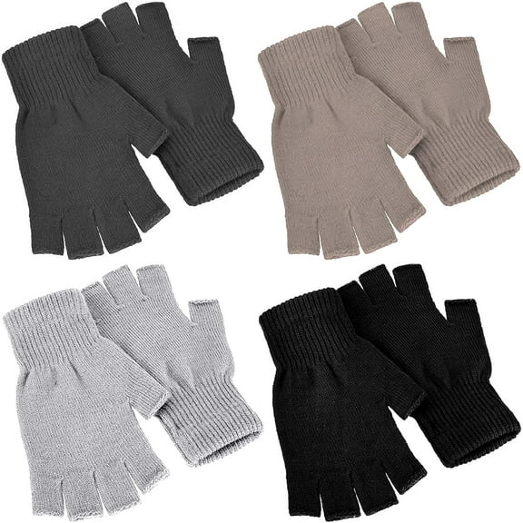 Dalrosia 4 Pairs Women Fingerless Gloves Winter Half Finger Knit Gloves for Women Men
