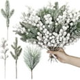 thumbnail image 1 of Dalrosia 40PCS Berry Stems Pine Branches with Snow Artificial Christmas Picks Floral Pine Cones Faux Stems Spray Christmas Tree Picks Artificial Pine Branches Holly Pine Sprigs for Crafts, 1 of 4
